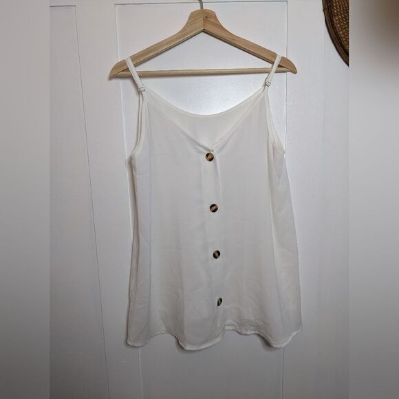 Women's white sheer tank top - XL Buttons - Picture 6 of 11